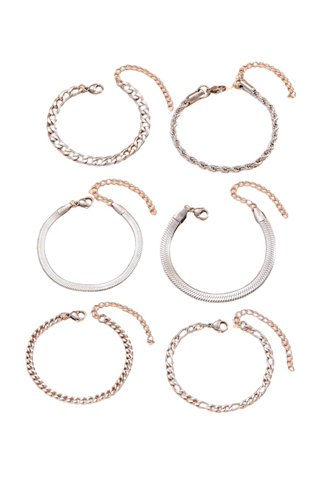 Women’s Gold Cuban Link Bracelet Set – 6 Pieces