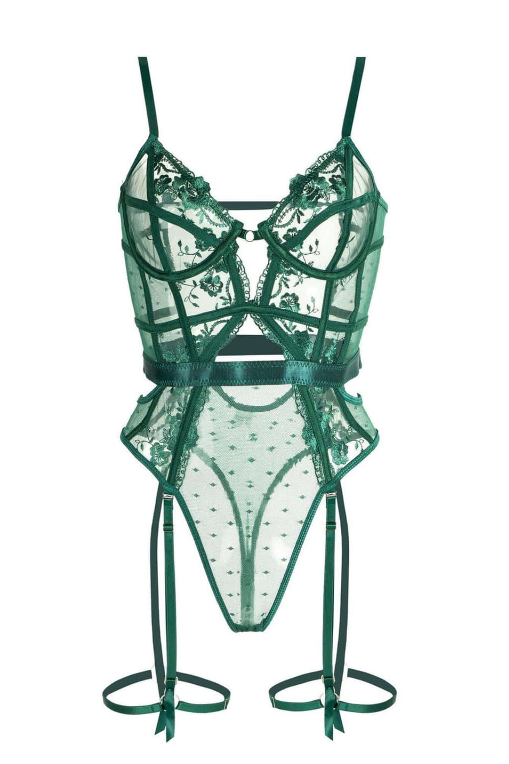 Women’s Lace Bodysuit with Underwire and Garter Straps