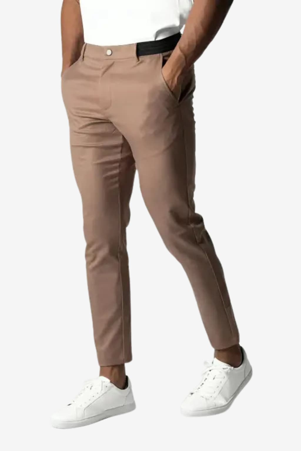 Men’s Slim Fit Cropped Chinos Stretch Tapered Trousers