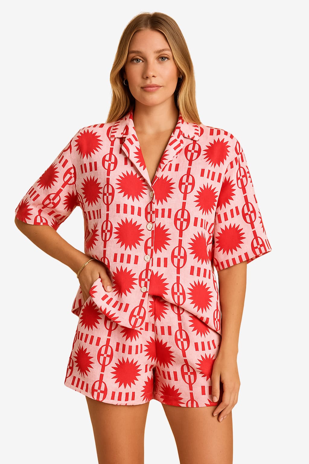 Women’s Cotton Shirt and Shorts Co-ord Set Relaxed Fit