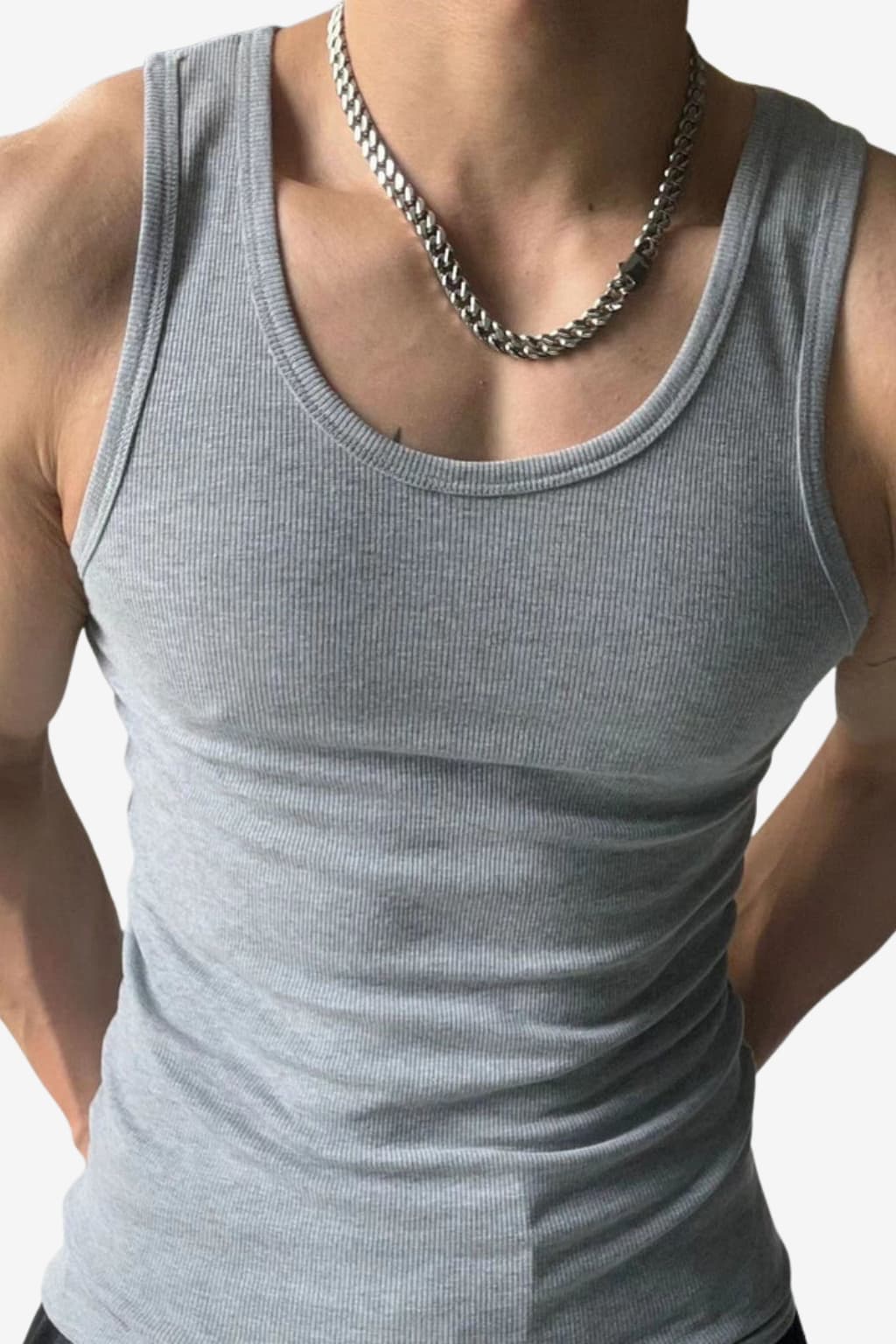 Men’s Ribbed Tank Top Slim Fit Sleeveless Vest