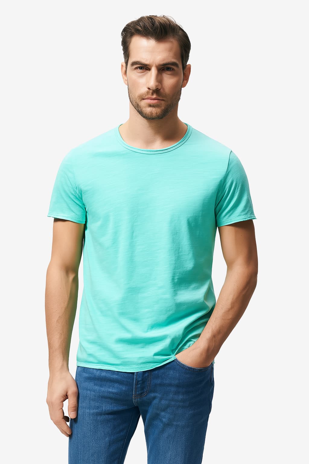 Men’s Crew Neck Cotton T-Shirt Short Sleeve Summer Fit
