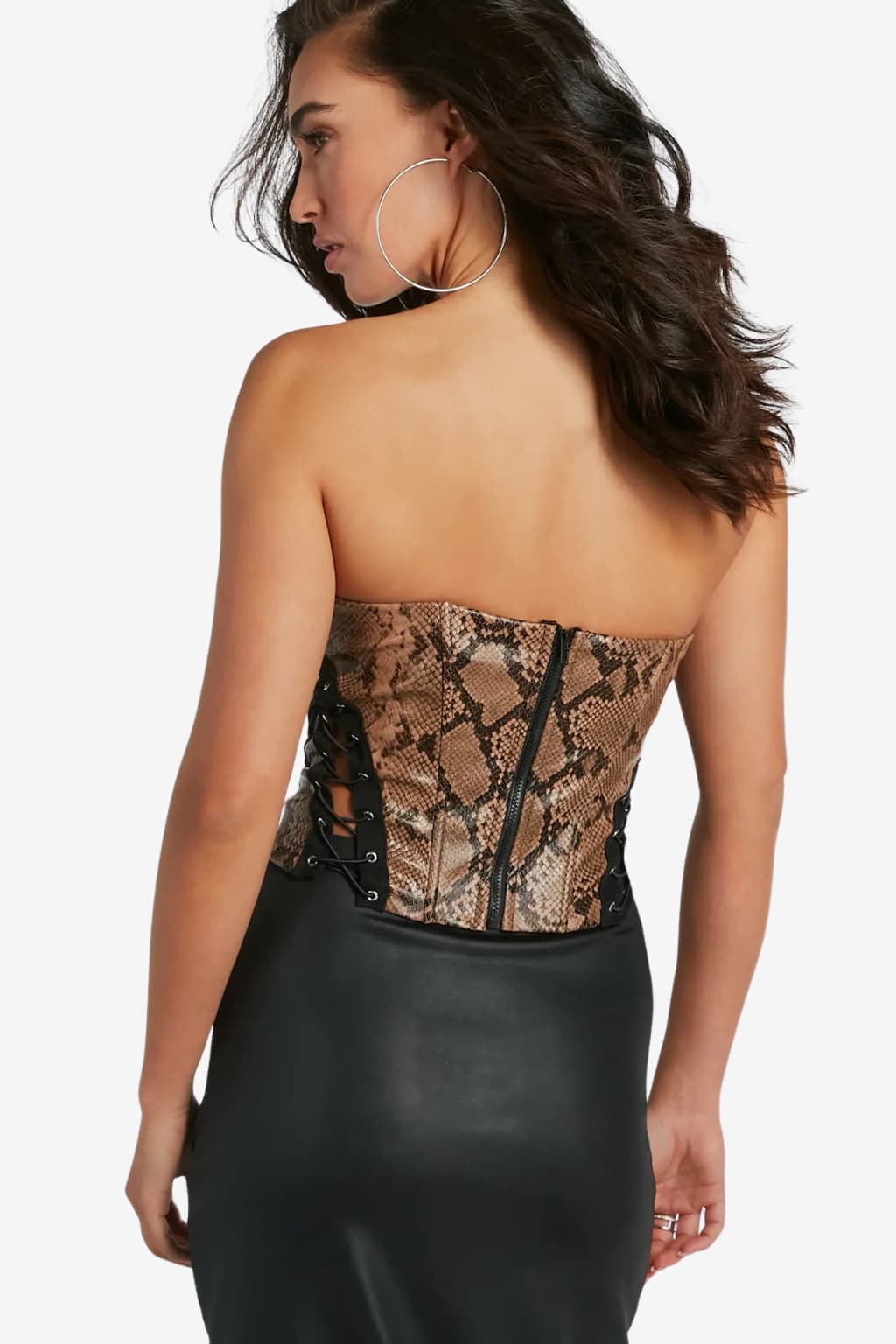 Women’s Strapless Faux Leather Corset Top