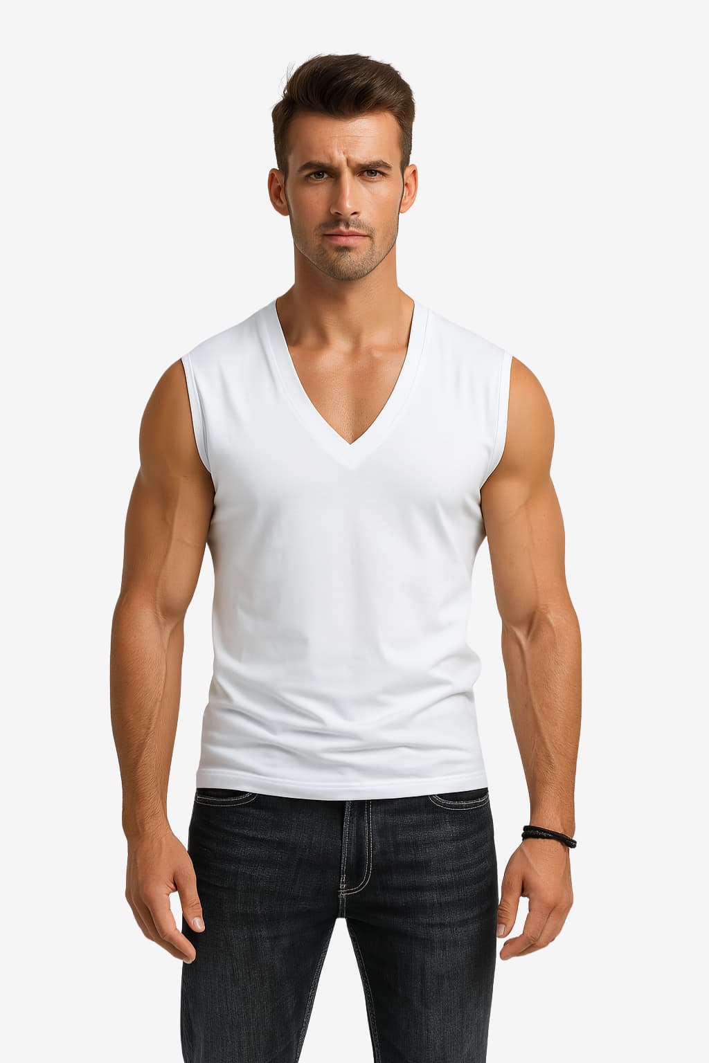 Men’s Sleeveless V-Neck Summer Shirt Lightweight Fit