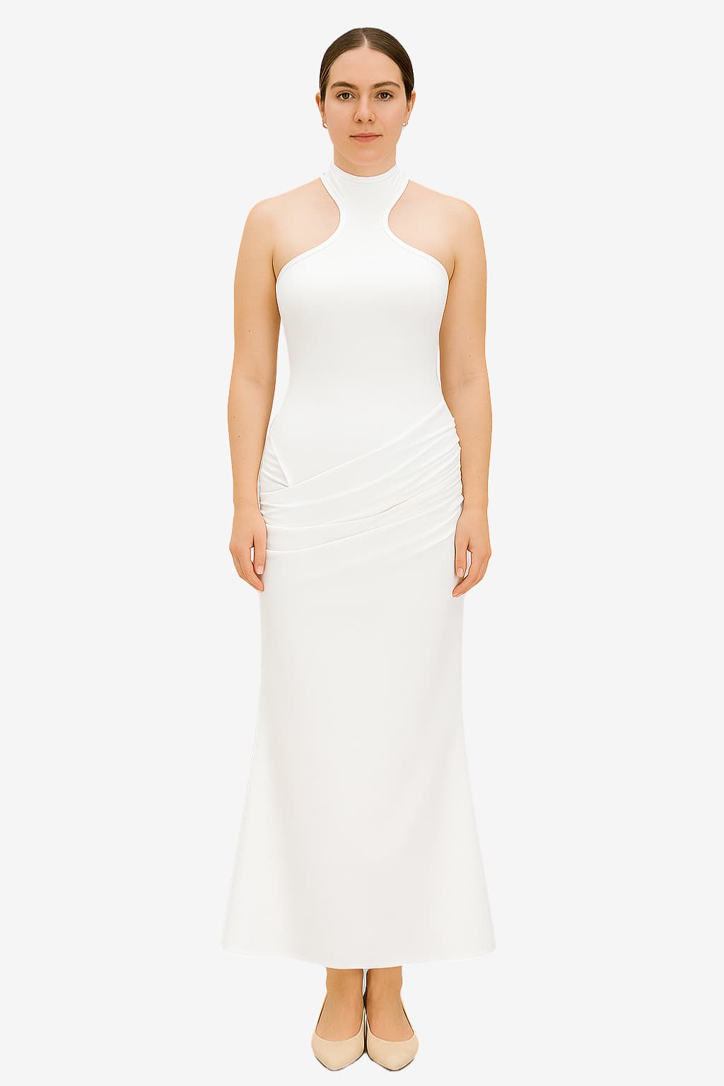 Women's  Sleeveless Halter-Neck Fitted Maxi Dress