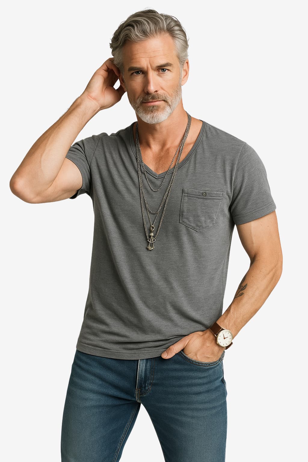 Men’s Crew Neck T-Shirt Short Sleeve Cotton Look