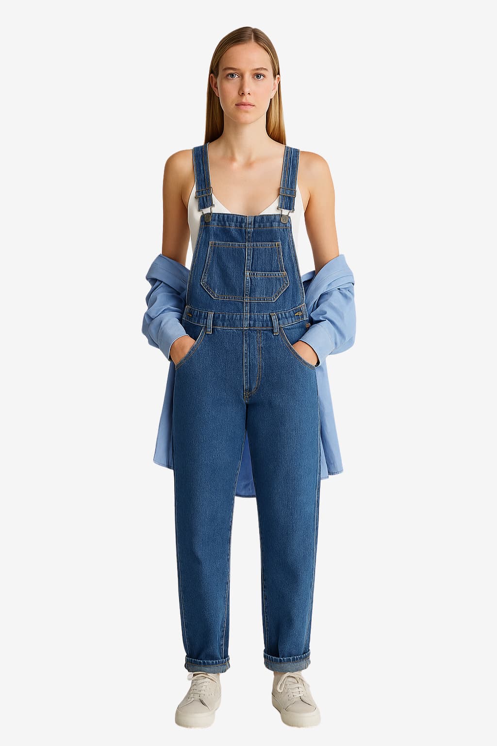 Women’s Relaxed Fit Denim Jumpsuit with Pockets