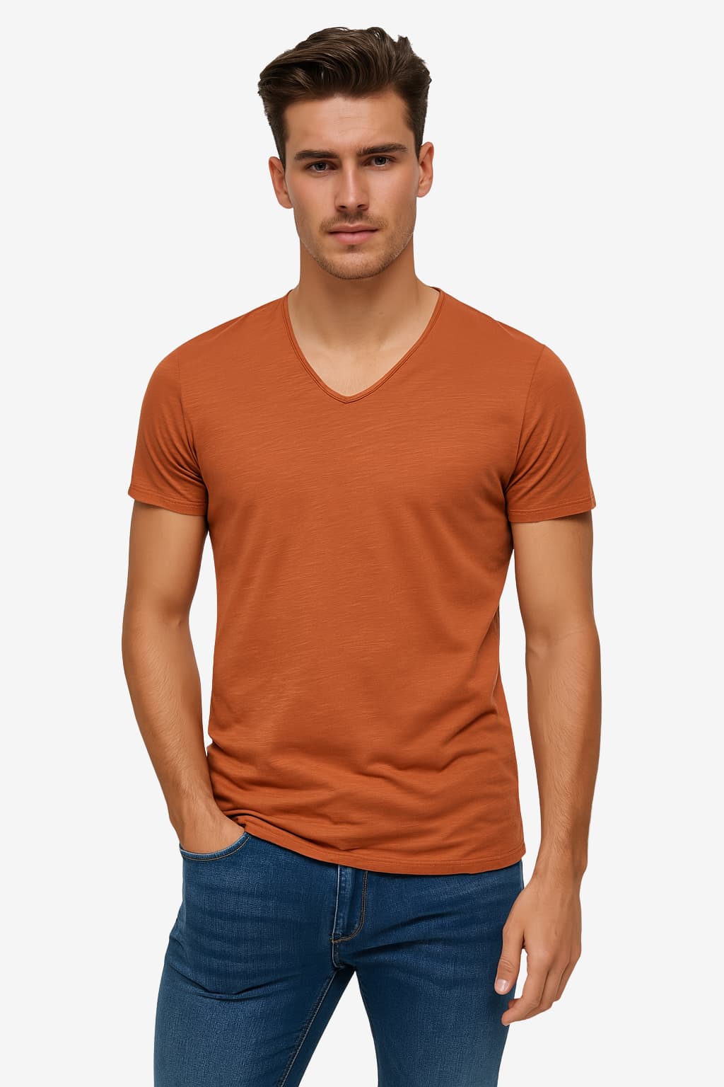 Men’s V-Neck Short Sleeve T-Shirt Casual Fit Top