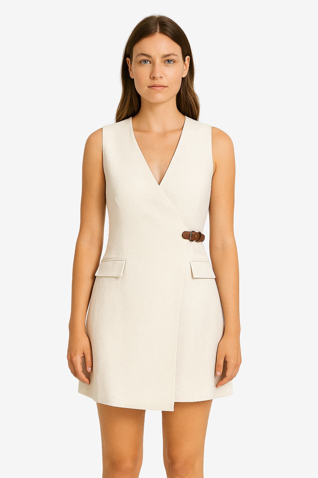 Women's V-Neck Sleeveless Wrap Mini Dress