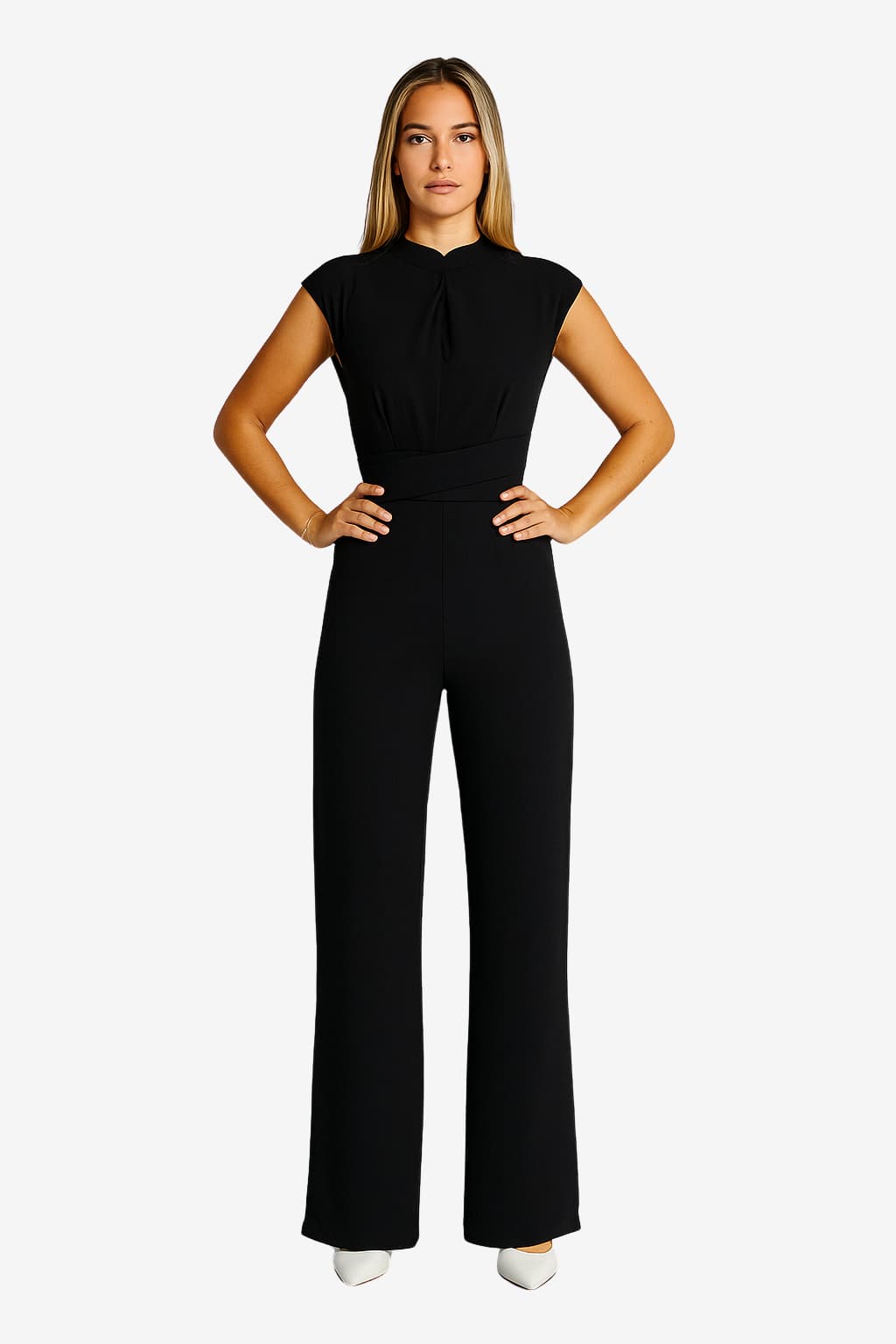 Women’s Sleeveless Wide Leg Jumpsuit High Neck