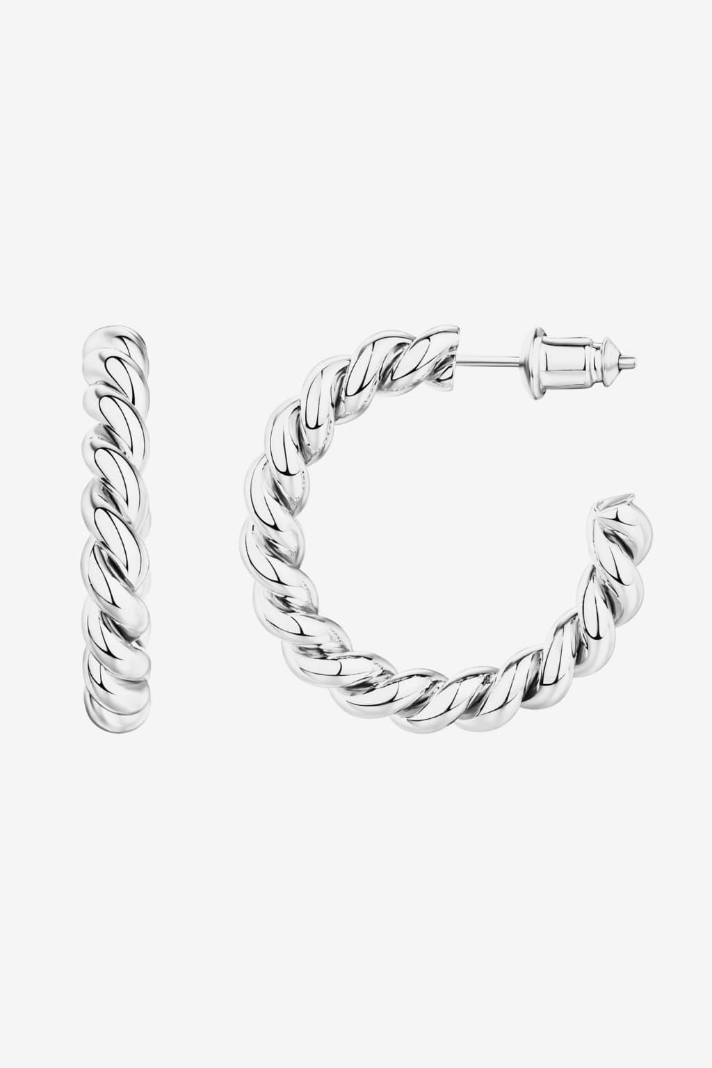 Women’s Twisted Hoop Earrings Gold or Silver Finish