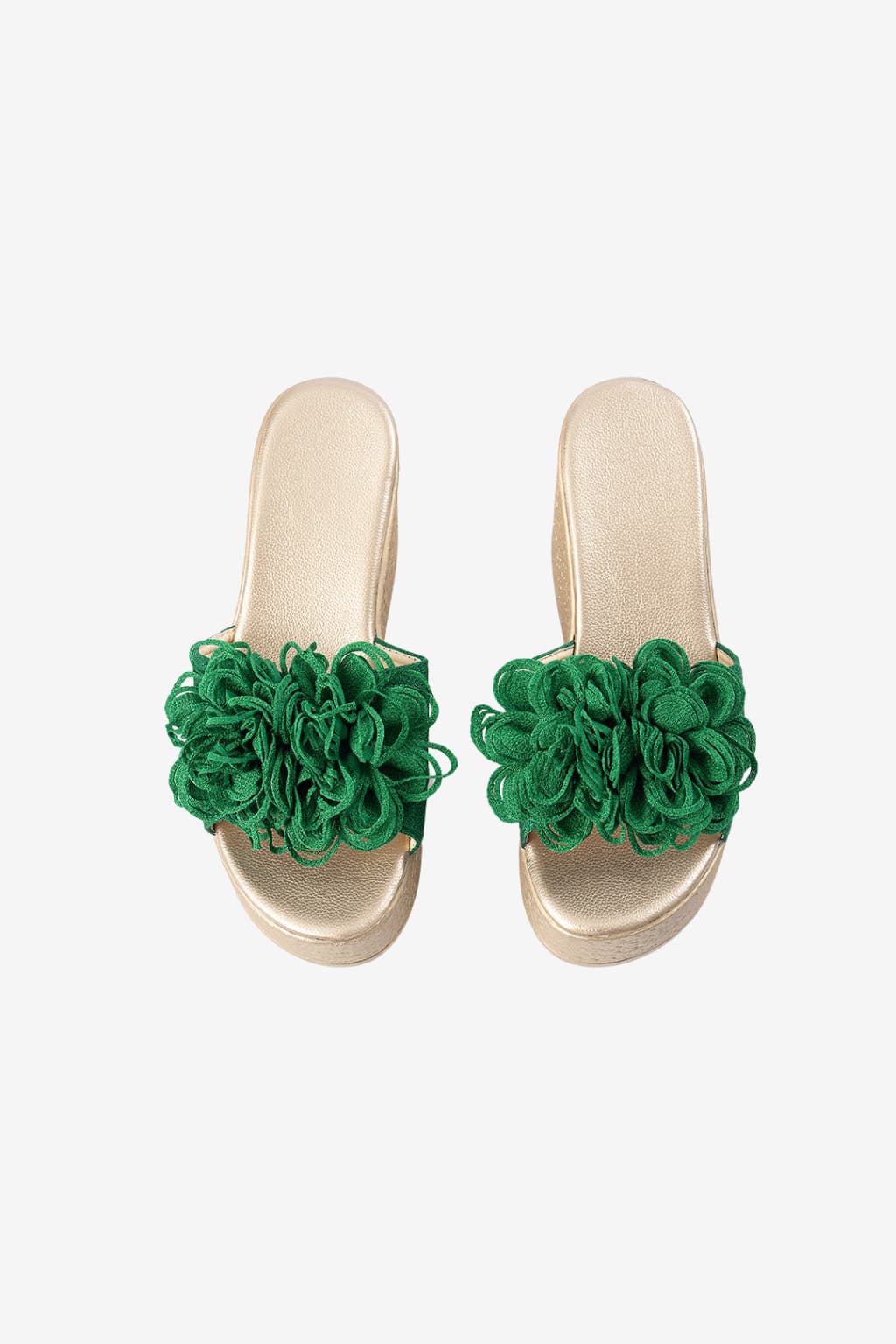 Women's Green Floral Wedge Platform Open-Toe Sandals