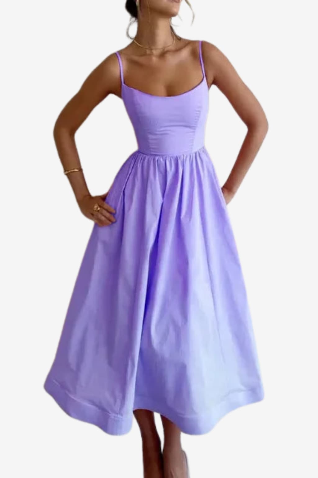 Women’s Midi Dress A-Line Fit with Spaghetti Straps