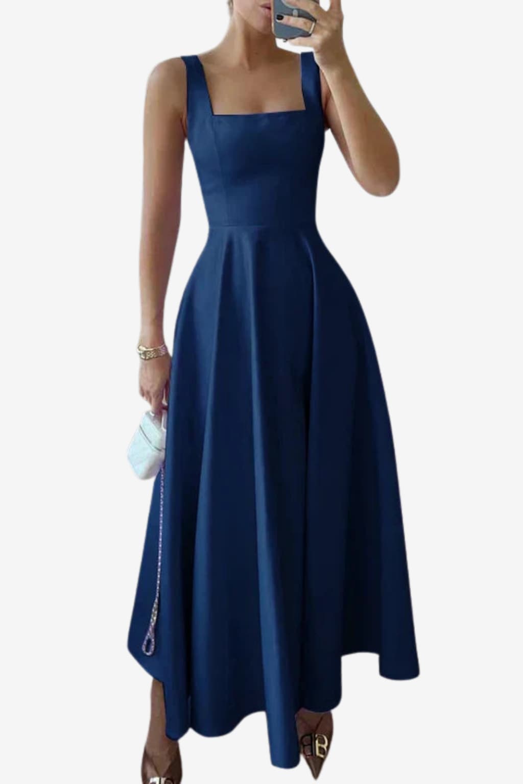 Women’s Square Neck Maxi Dress Sleeveless A-Line Fit