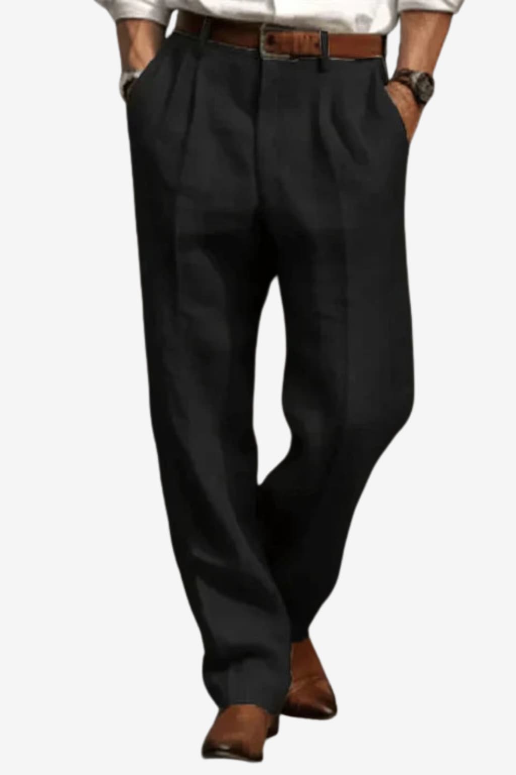 Men’s Pleated Linen - Slim Fit Trousers