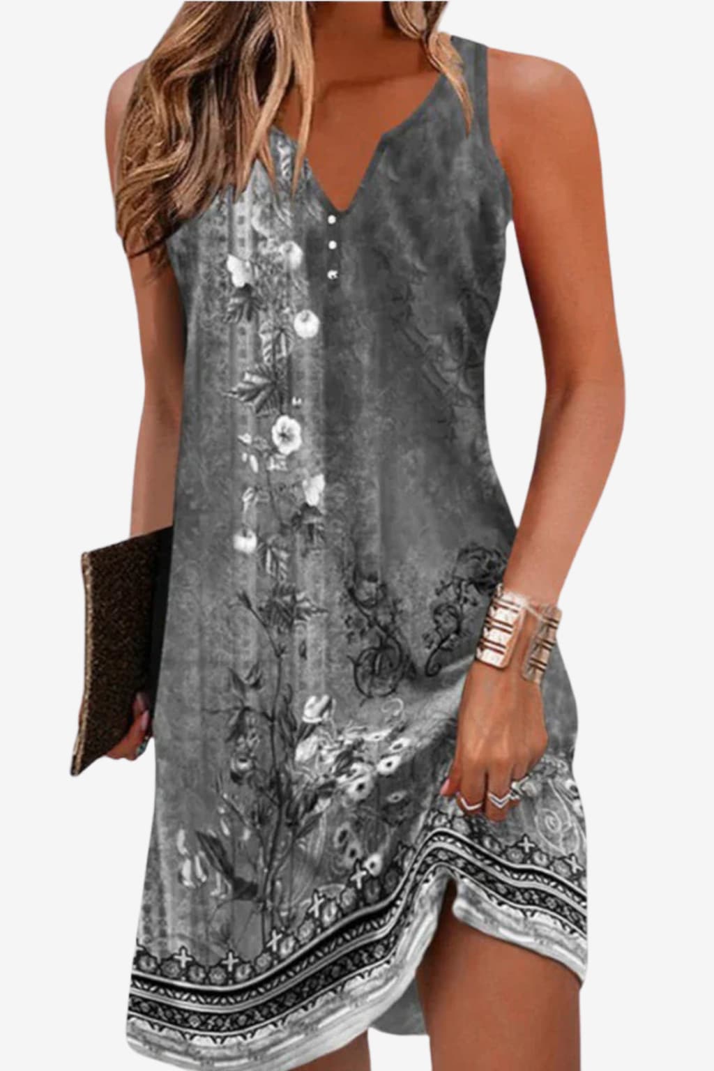 Women's Floral Summer Dress V-Neck Sleeveless A-Line Mini