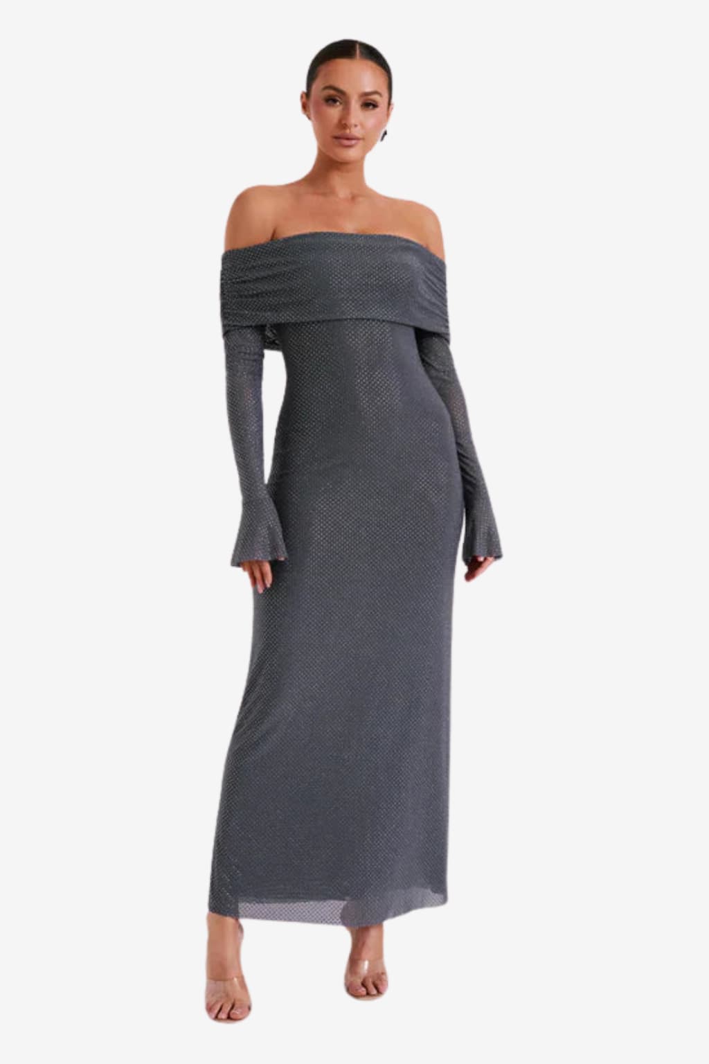 Women’s Off-Shoulder Maxi Dress with Long Sleeves