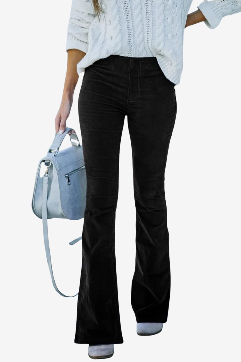 Women's High-Waisted Corduroy Flare Trousers