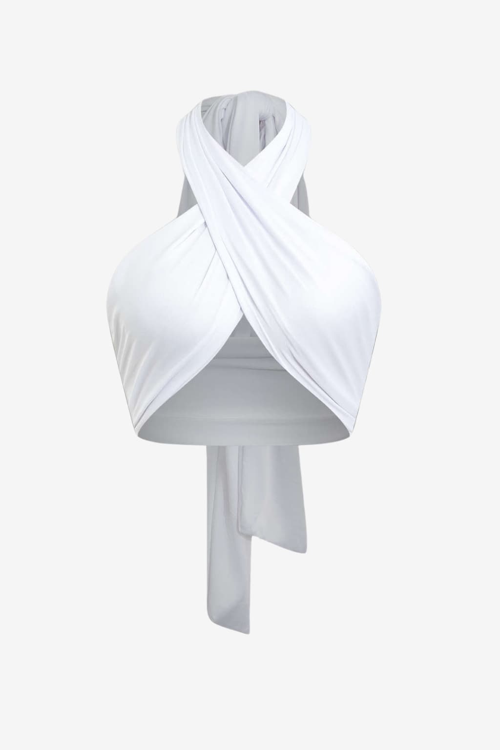 Women's Cross Halter Crop Top Fitted Jersey