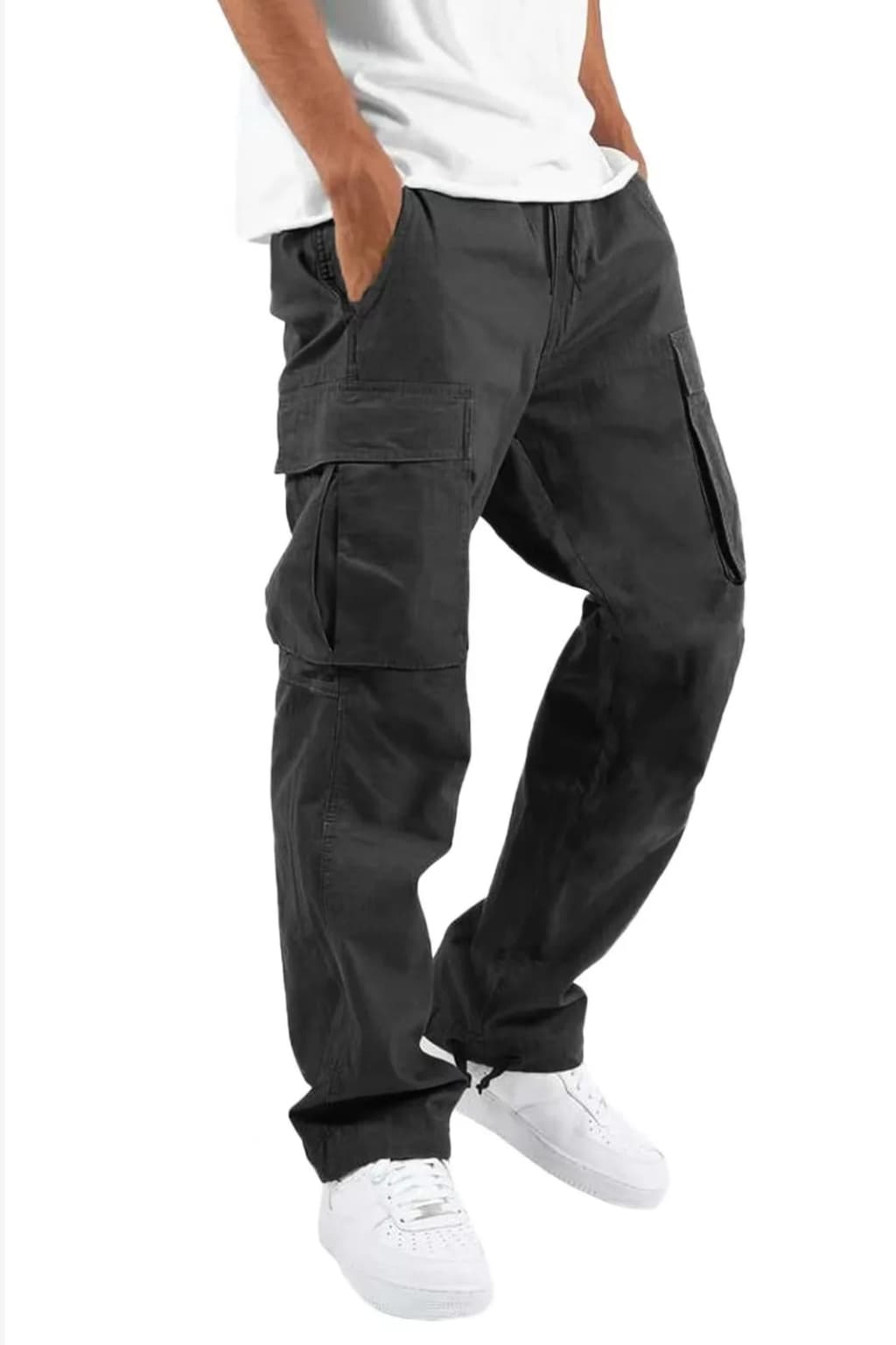 Men's Wide Fit Cargo Trousers, Cotton Blend, Multi Pocket
