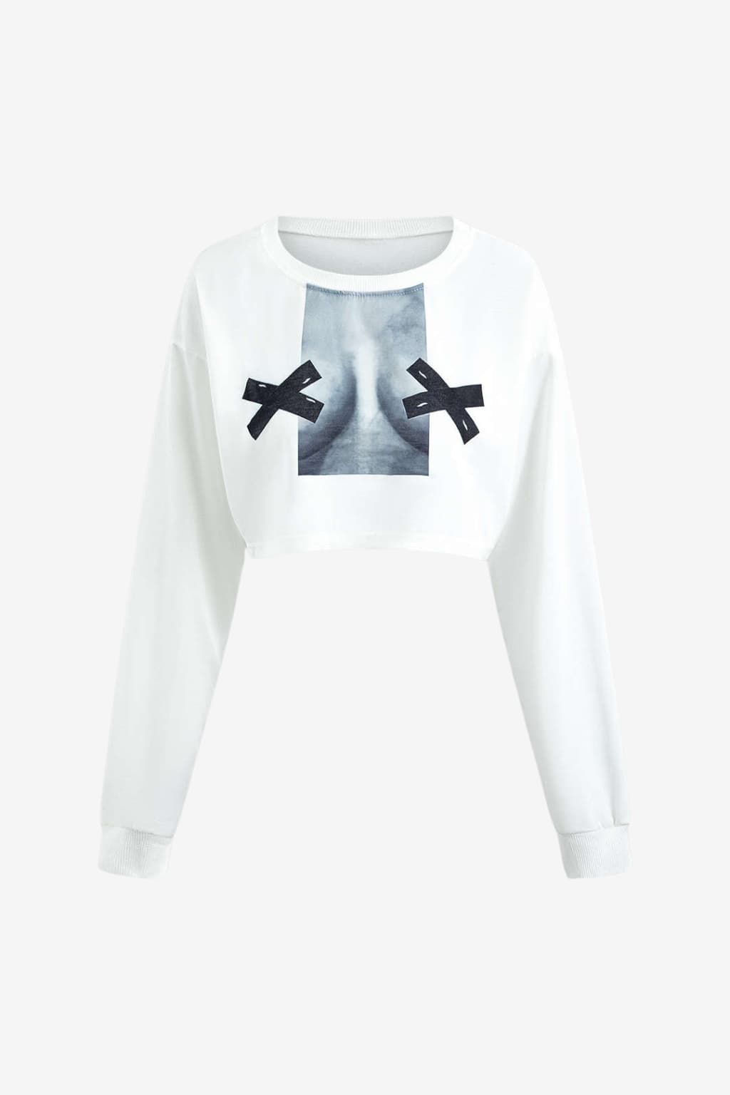 Women's Long Sleeve Graphic Crop Top