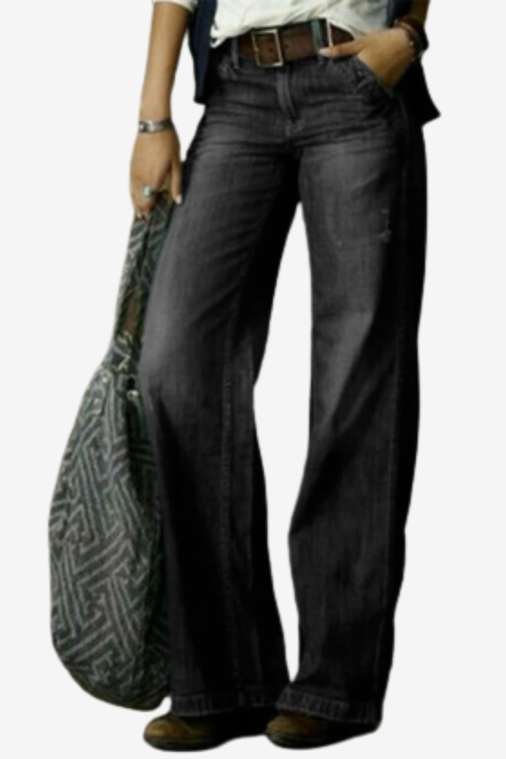 Women's Mid-Rise Wide Flare Denim Jeans