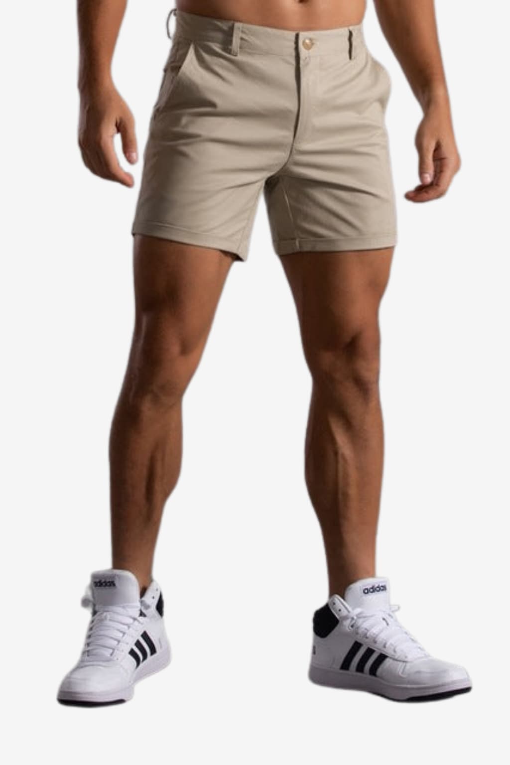 Men's Khaki Cotton Chino Shorts, Knee - Length Summer Casual