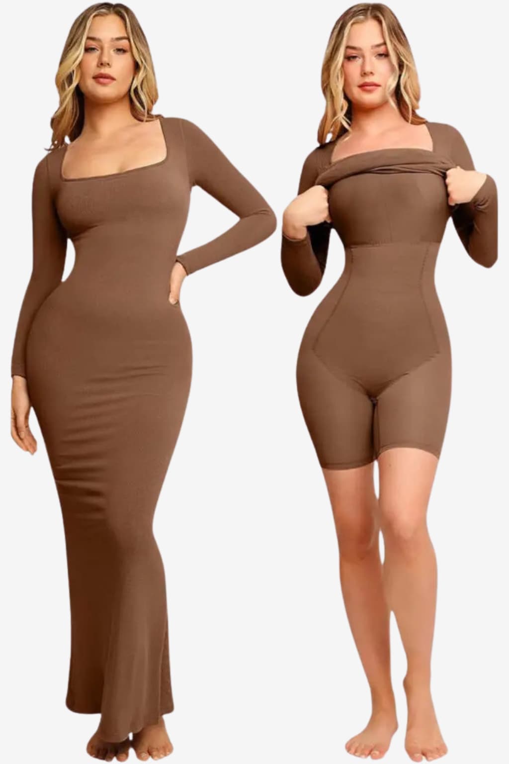 Women's Long Sleeve Maxi Shapewear Dress