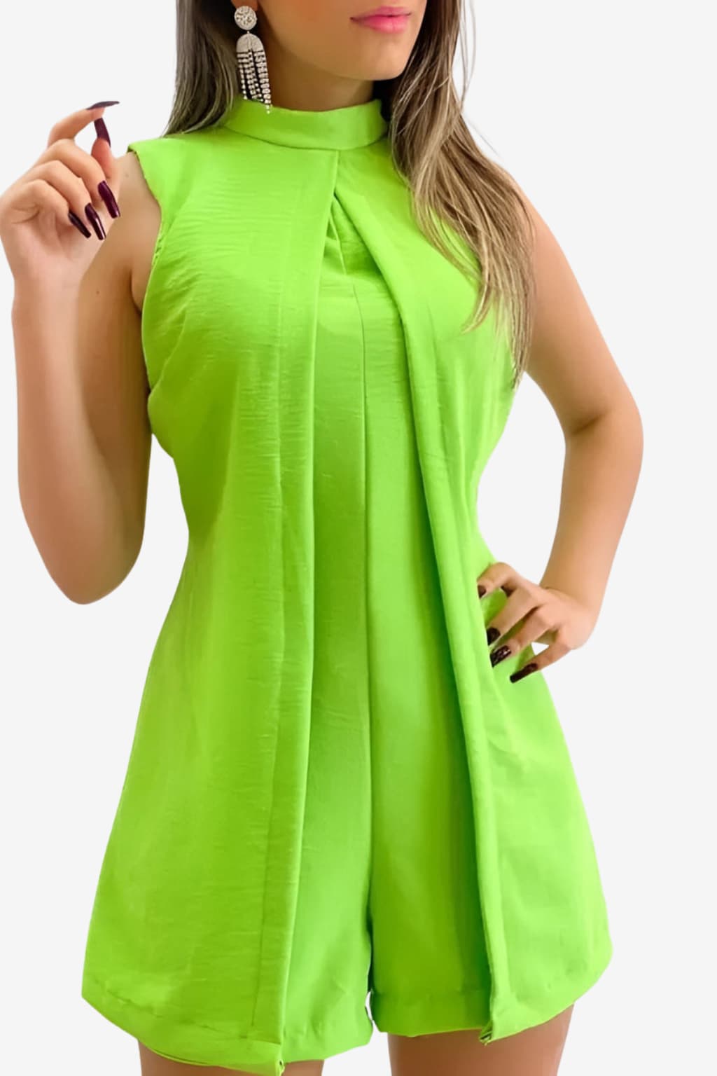 Women’s Sleeveless Summer Playsuit with Mock Neck