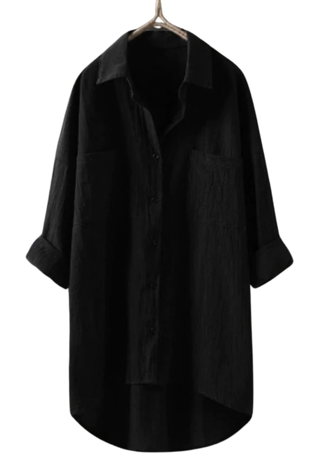 Women’s Linen Button-Up Oversized Shirt with Long Sleeves