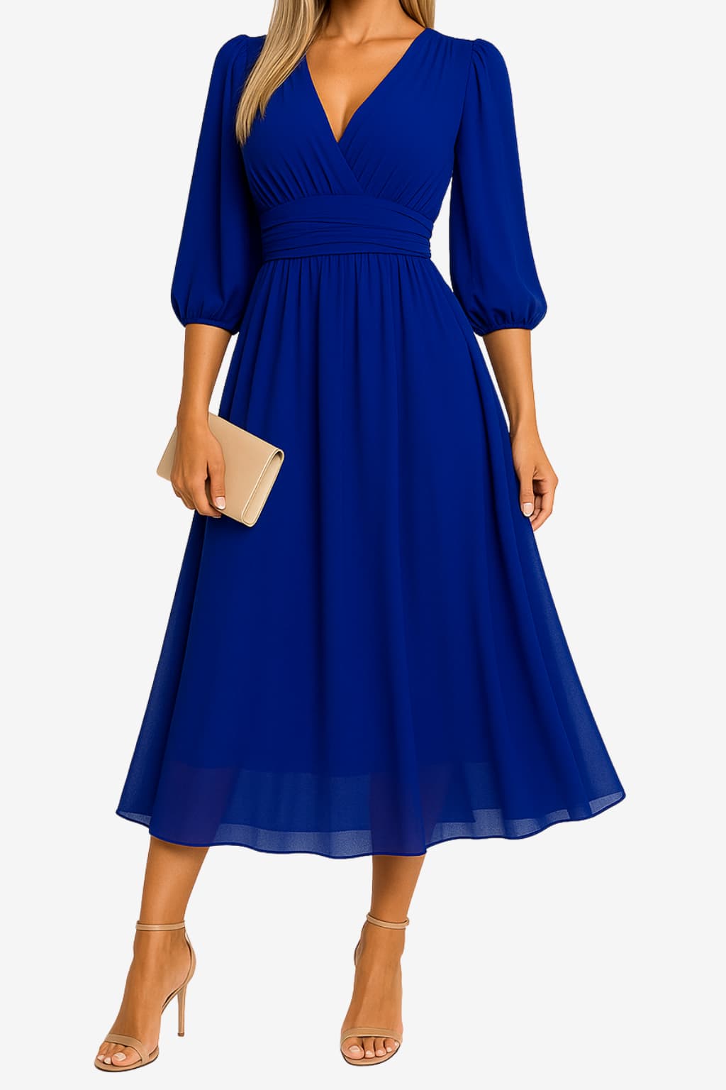 Women’s Chiffon Midi Dress High Neck Summer Fit