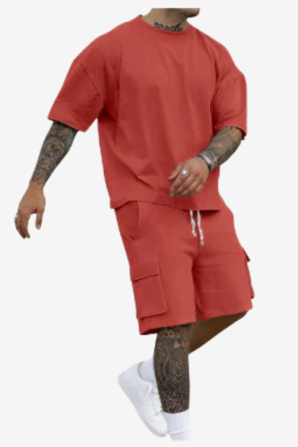 Men's Casual Summer T - Shirt &amp; Cargo Shorts Set