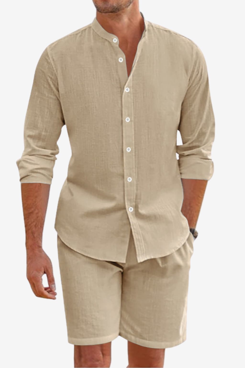 Men’s Linen Two-Piece Summer Set Shirt and Shorts