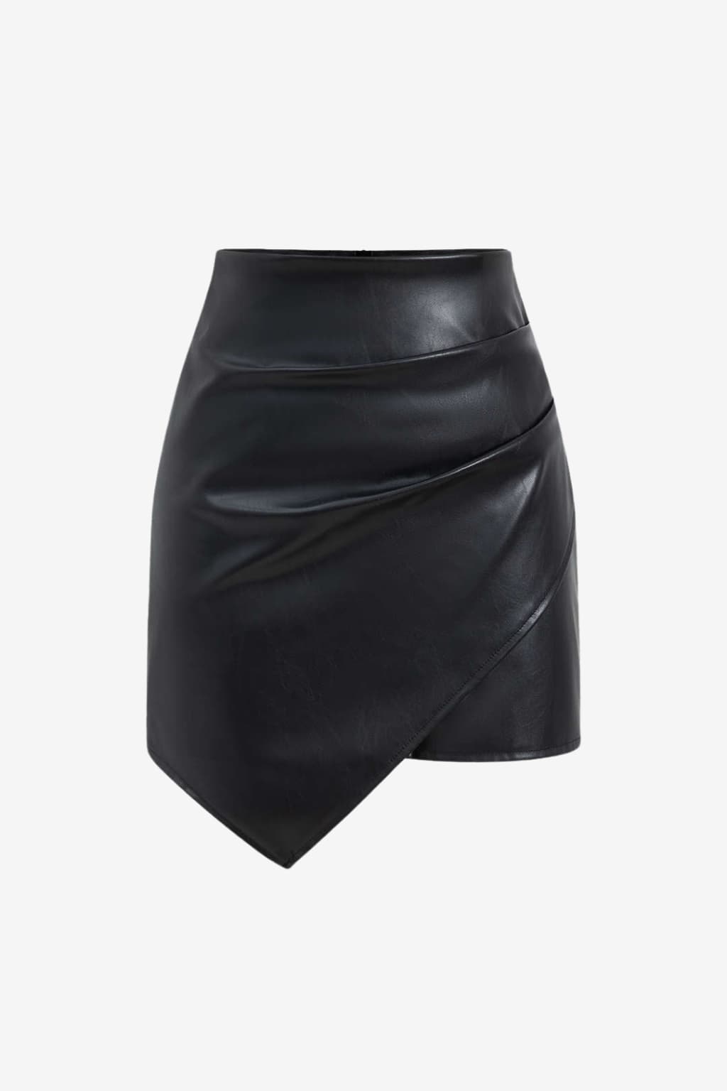 Women’s Faux Leather Mini Skirt High Waist Asymmetrical
