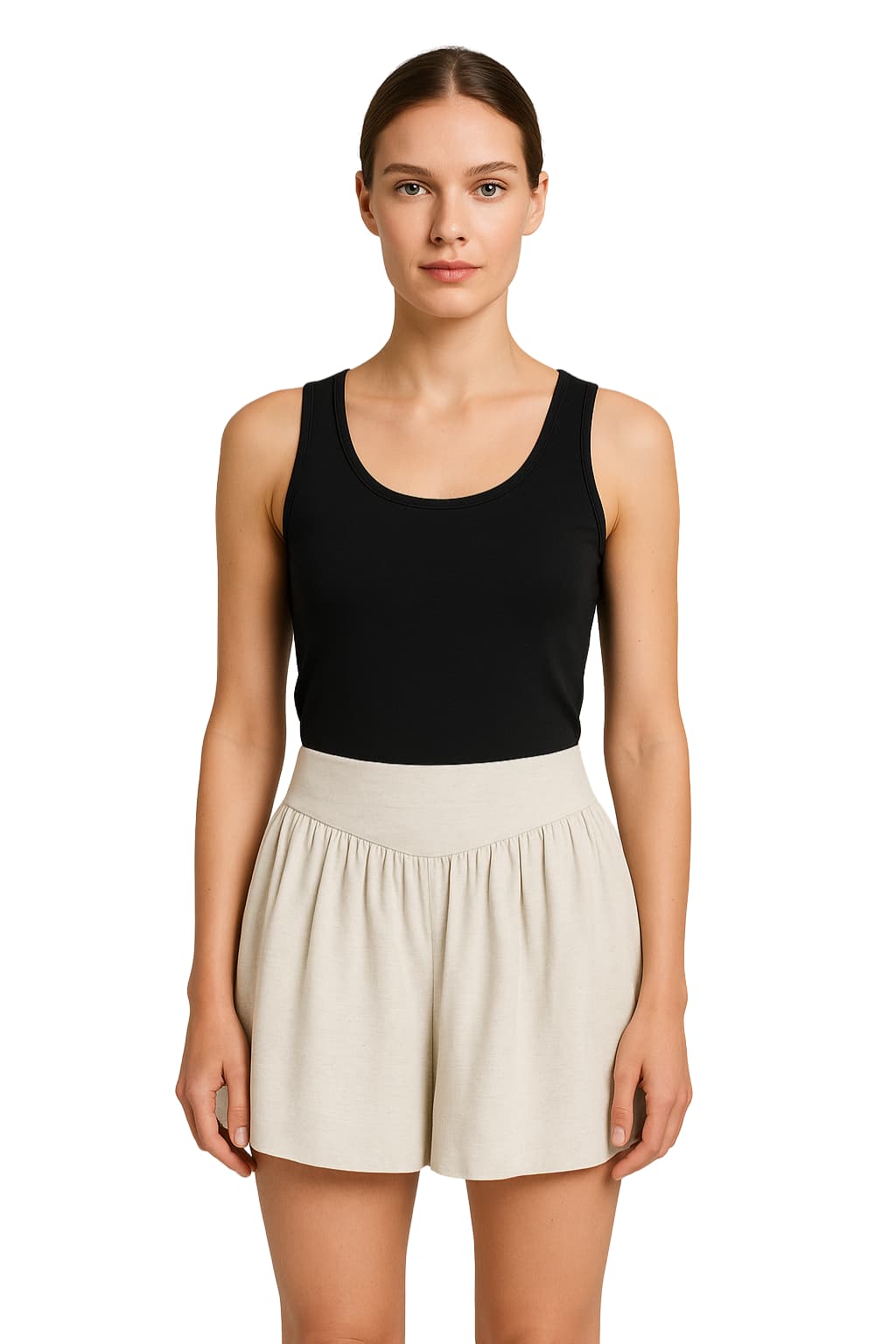 Women’s Linen High Waist Pleated Shorts Loose Fit