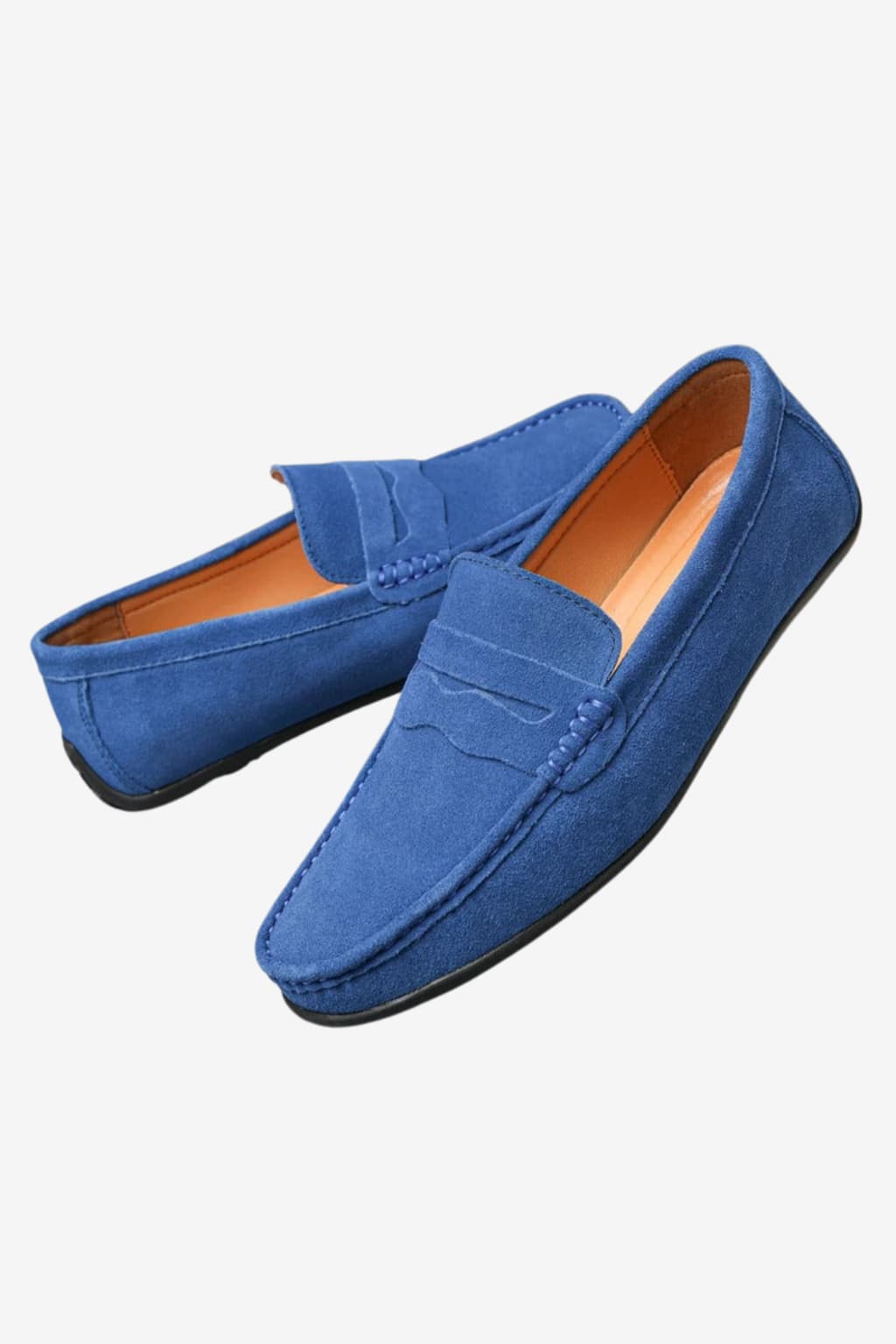 Men's Suede Slip-On Loafers Moc Toe Rubber Sole Smart Casual