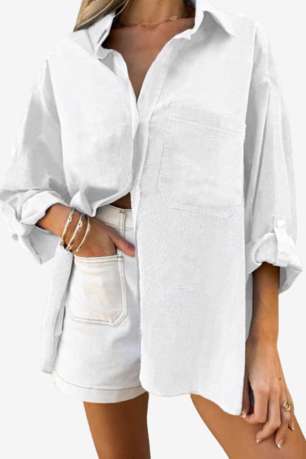 Women’s Oversized Striped Shirt Long Sleeve Cotton Top