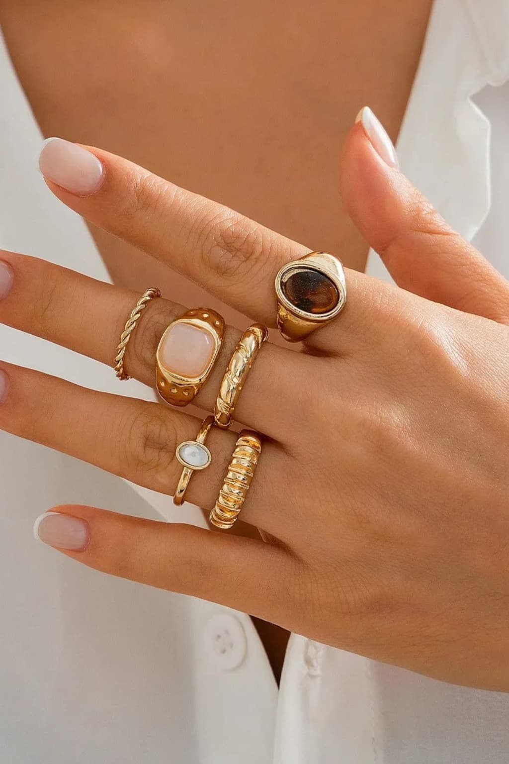 Women's Gold-Tone Gemstone Rings Set