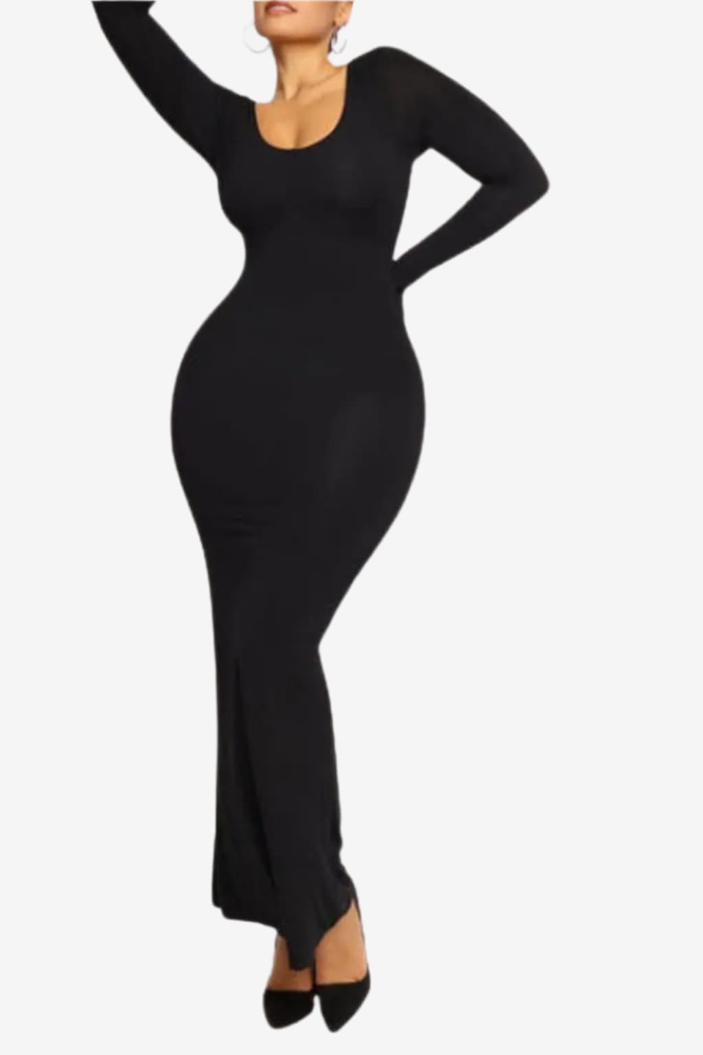 Women’s Long Sleeve Shaping Maxi Dress with Bodysuit