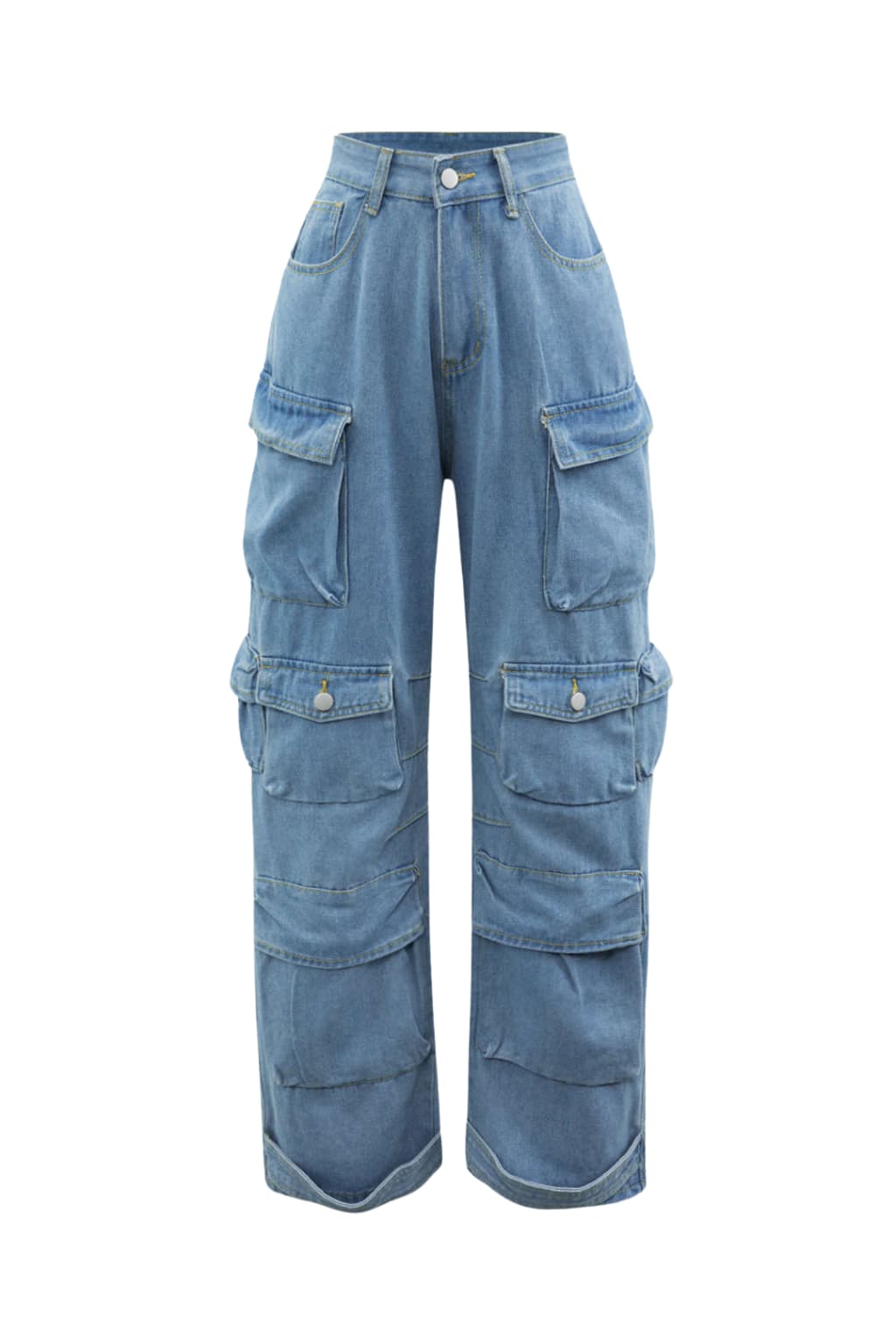 Women’s Wide Leg Cargo Jeans with Pockets – Denim