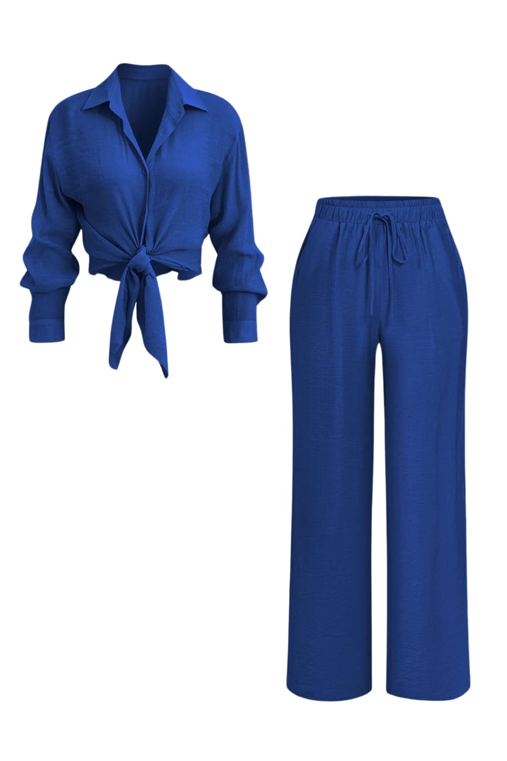 Women’s Tie Front Shirt &amp; Wide Leg Trousers Set