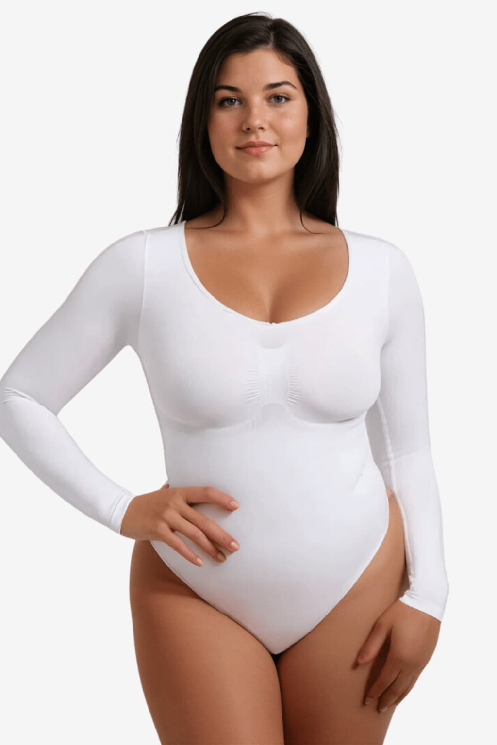 Women’s Long Sleeve Bodysuit Seamless Scoop Neck Fit