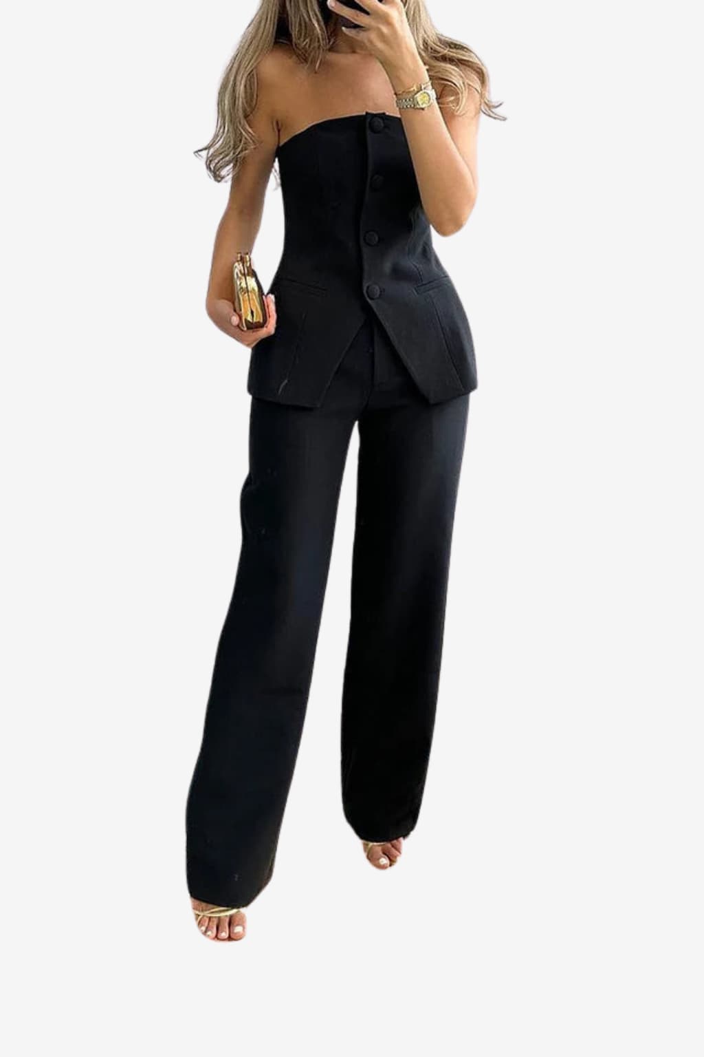 Women’s Off-Shoulder Top and Wide-Leg Trousers Set