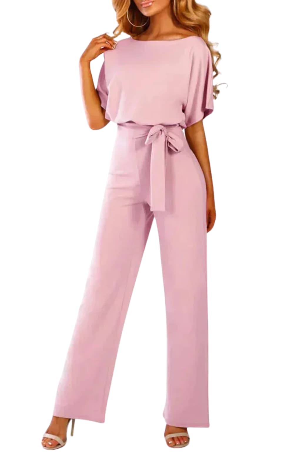 Women's Belted Wide-Leg Jumpsuit, Lightweight Crepe, All - Season