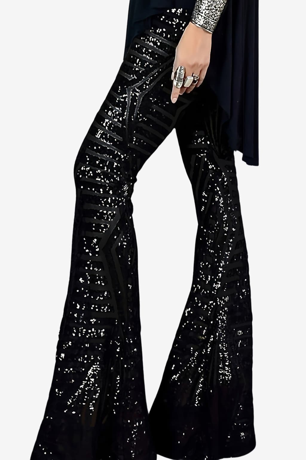 Women’s Sequin Flared Trousers Party Night Out Pants