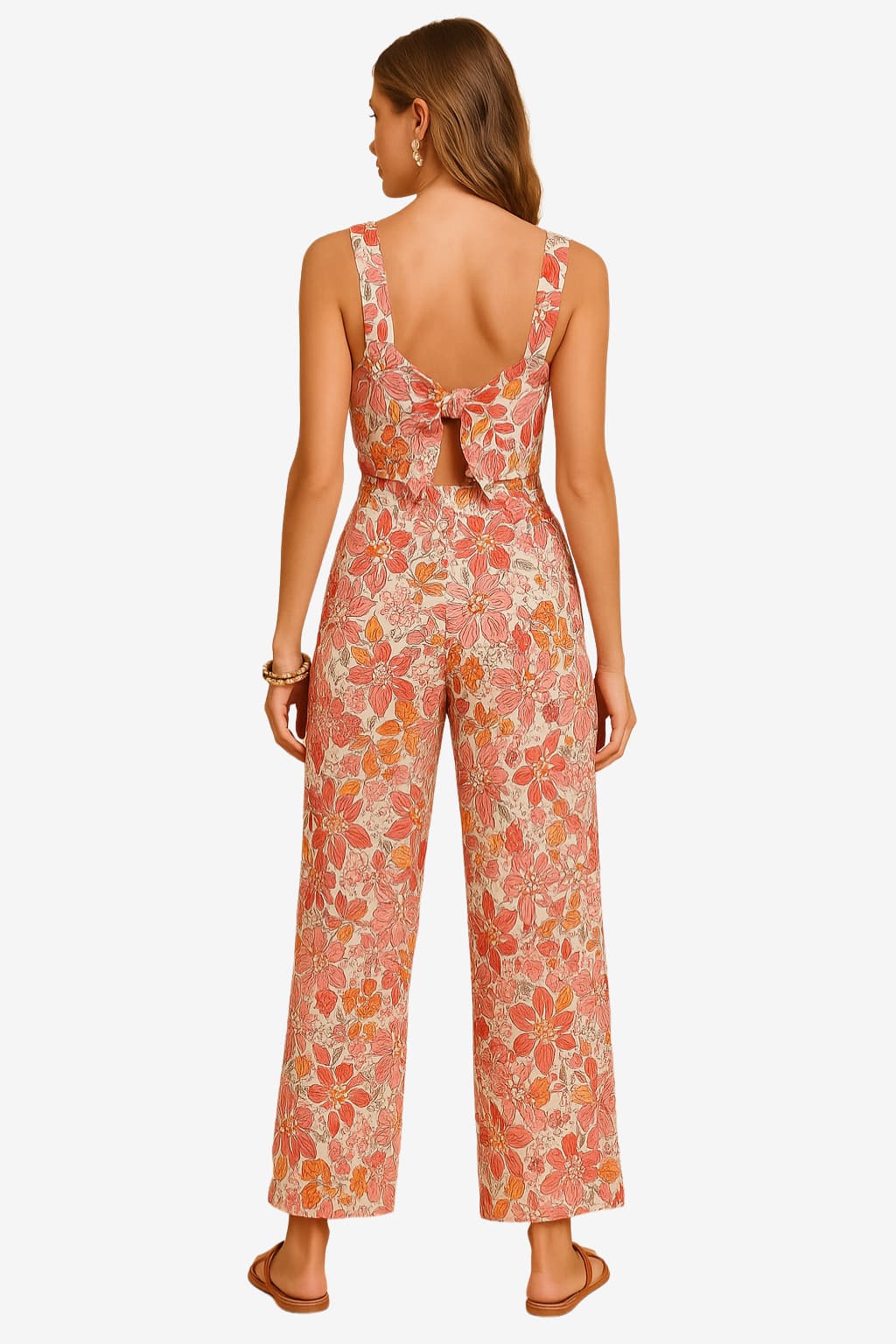 Women’s Floral Sleeveless Jumpsuit Wide Leg Summer Set