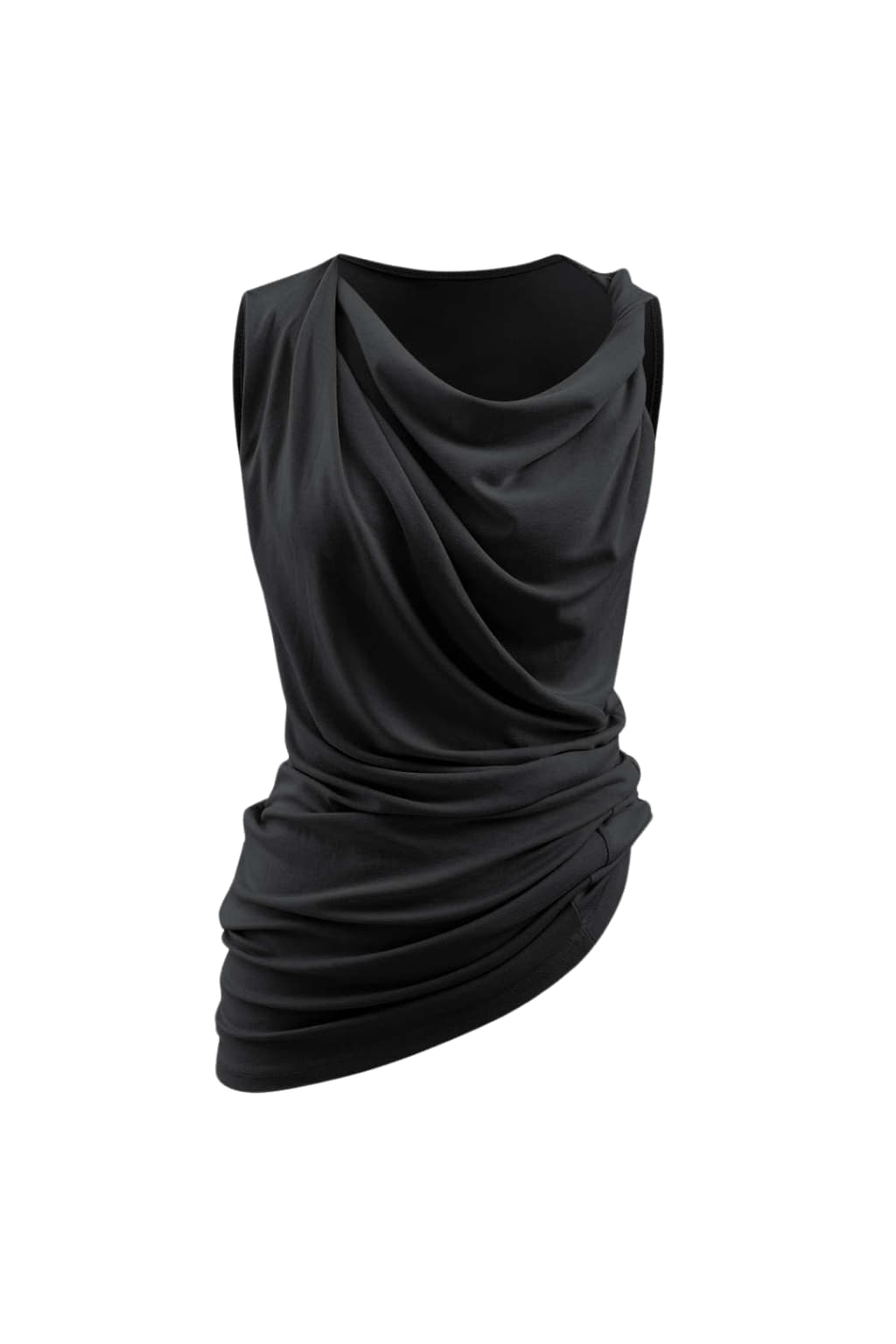 Women’s Cowl Neck Sleeveless Ruched Draped Top