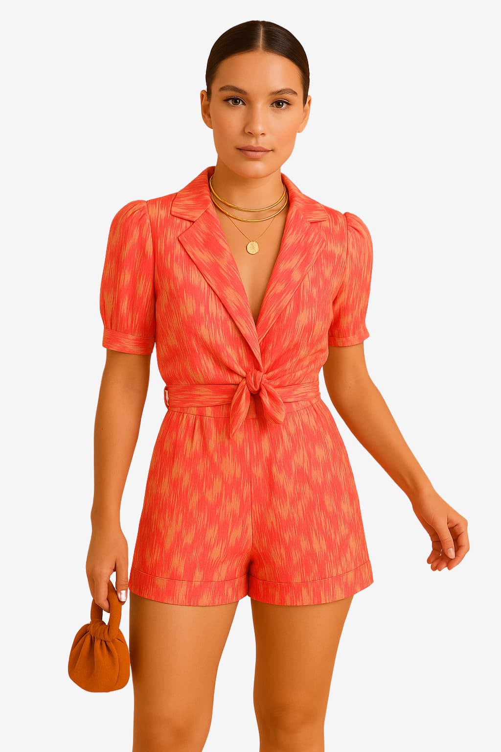 Women’s Short Sleeve Summer Playsuit with Belted Waist
