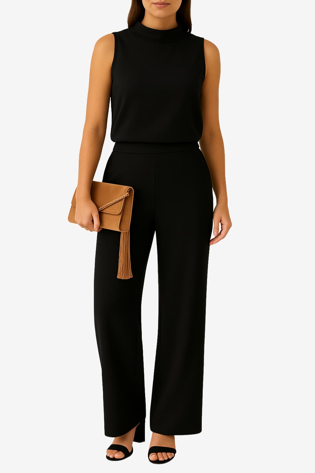 Women’s Sleeveless Jumpsuit Wide Leg Round Neck