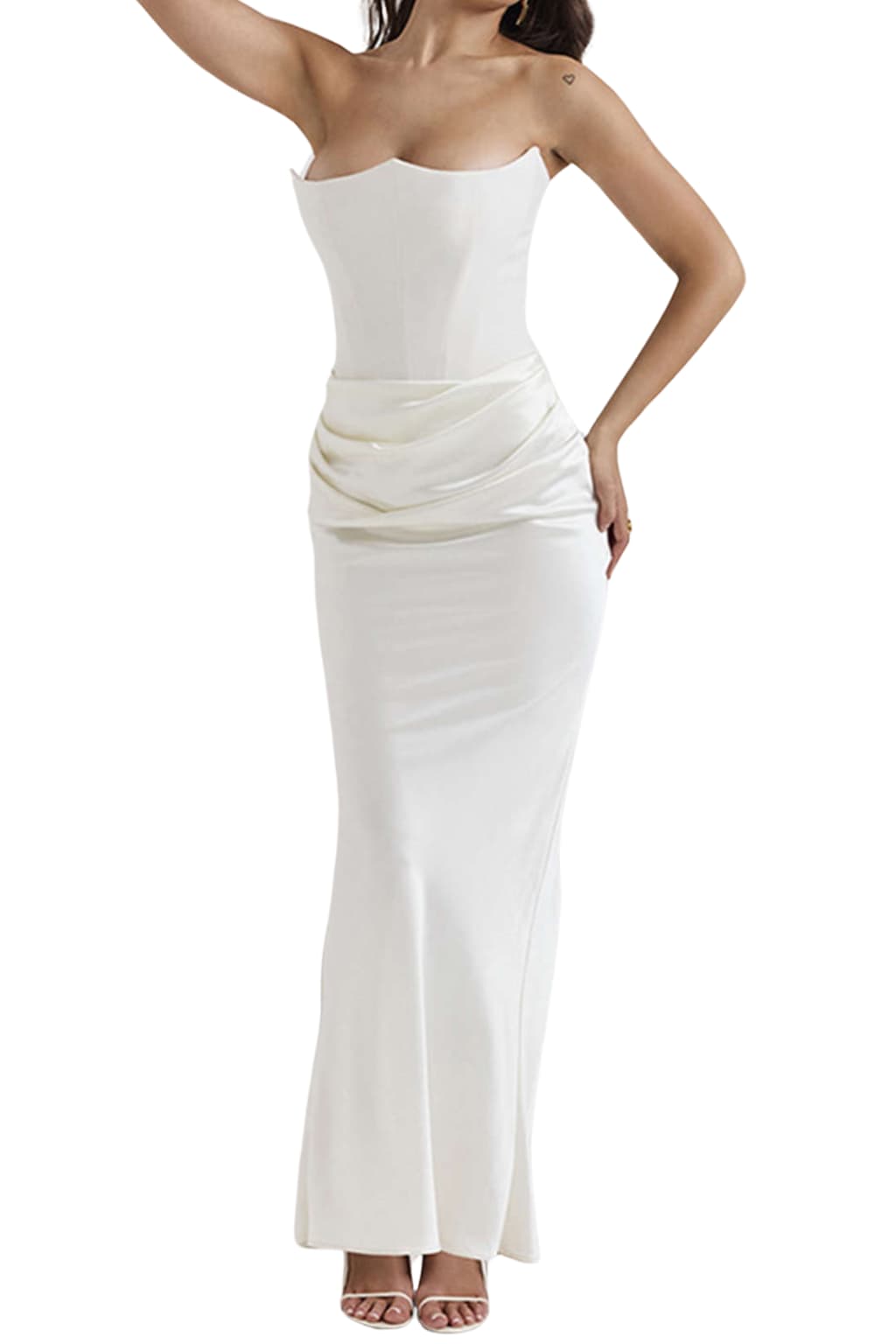 Women’s Strapless Satin Mermaid Maxi Evening Dress